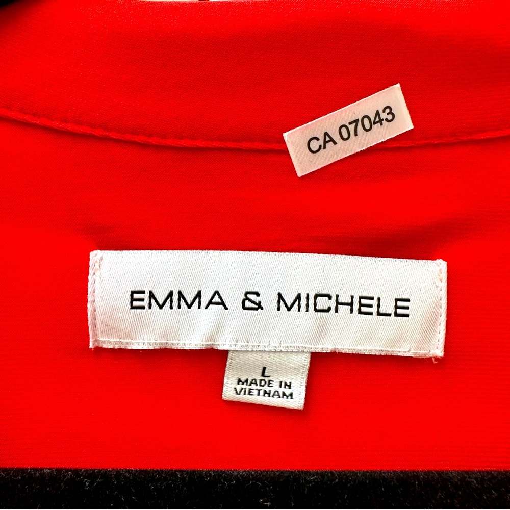 Emma & Michele Sophisticated Casual Corporate Bold Red Dress with Tie Belt - Picture 7 of 8